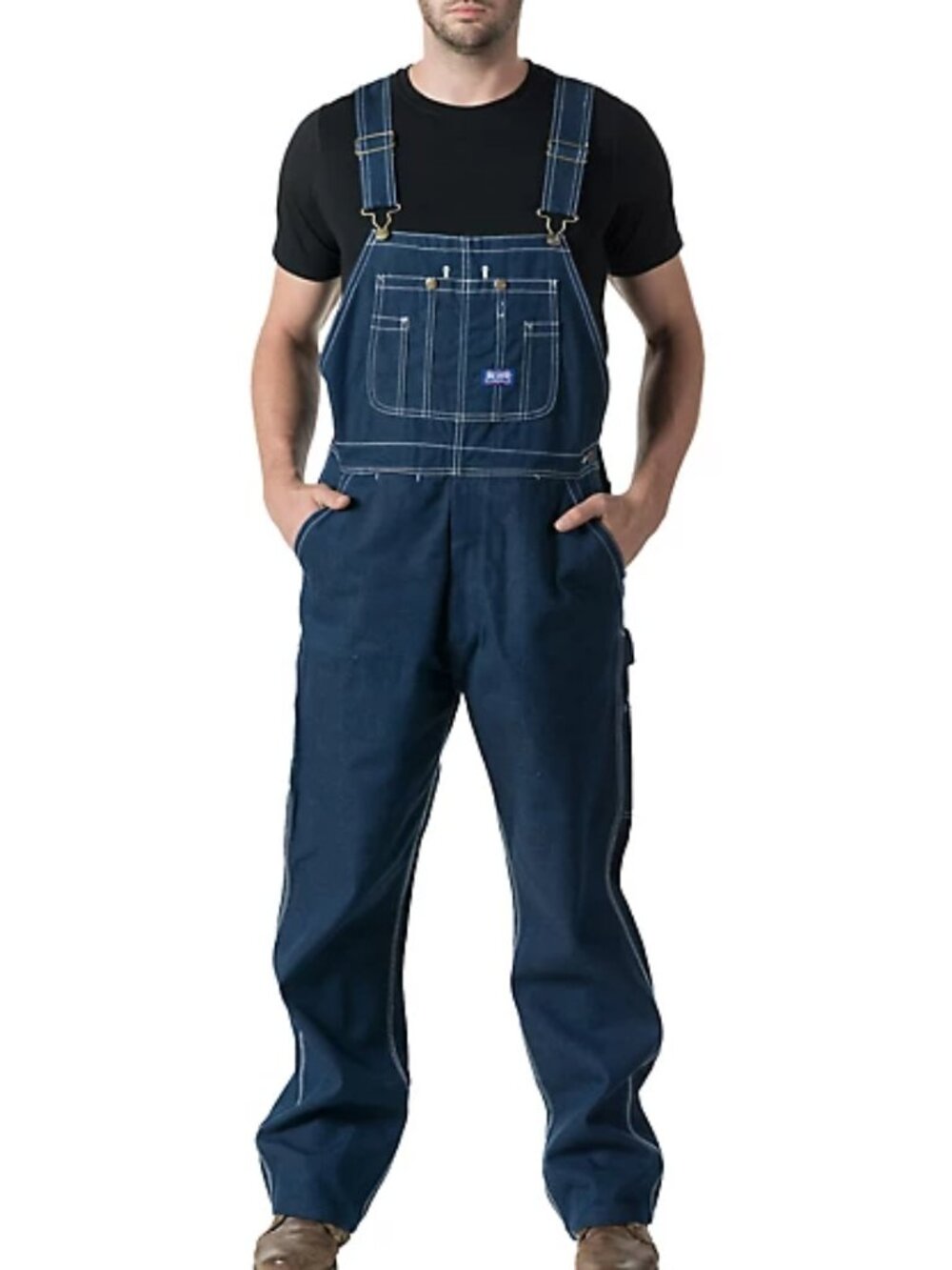 NWT Big Smith Overalls Relaxed Fit Mens 40x28 Blue Denim Bibs Carpenter Farm